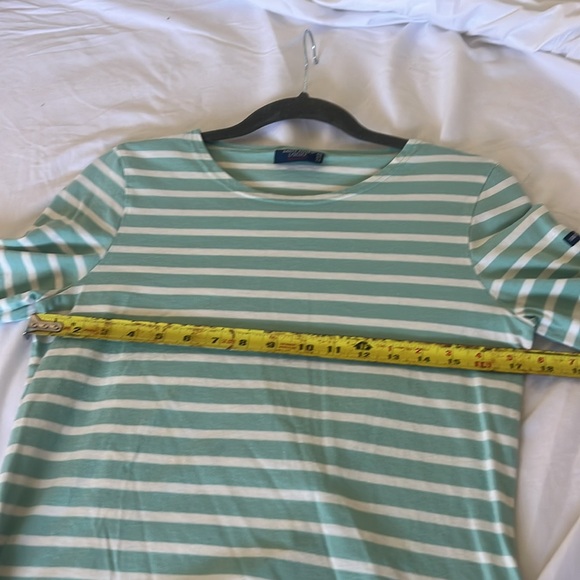 Saint James Green and White Striped Long Sleeve Shirt - Picture 14 of 16